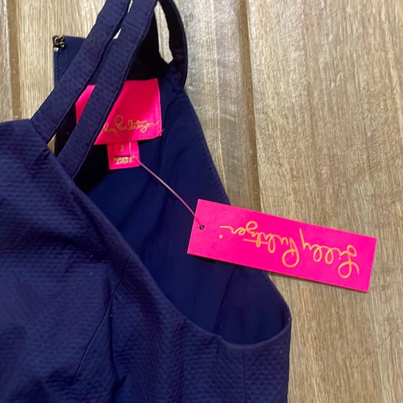 NWT Lilly Pulitzer Pearl Stretch Shift Dress True Navy $198 Size 2 - Picture 3 of 4